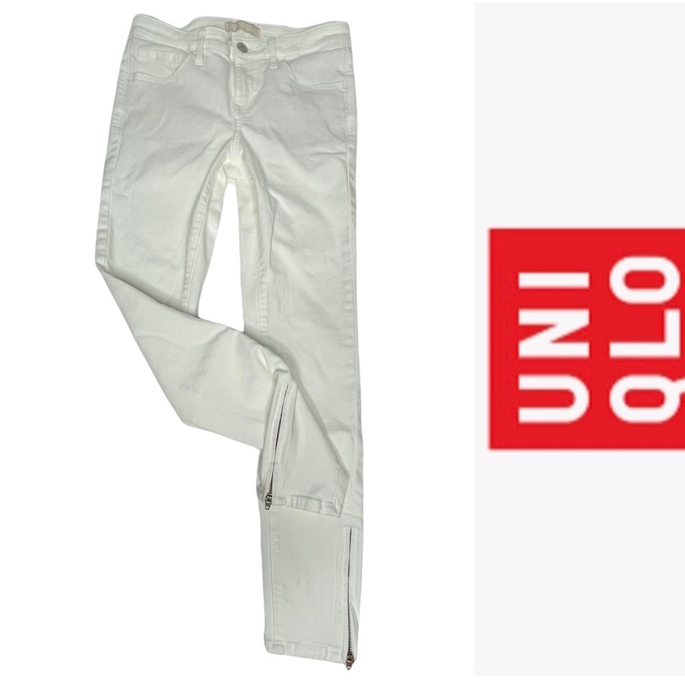 Uniglo White Legging Skinny Jeans with Ankle Zippers 24